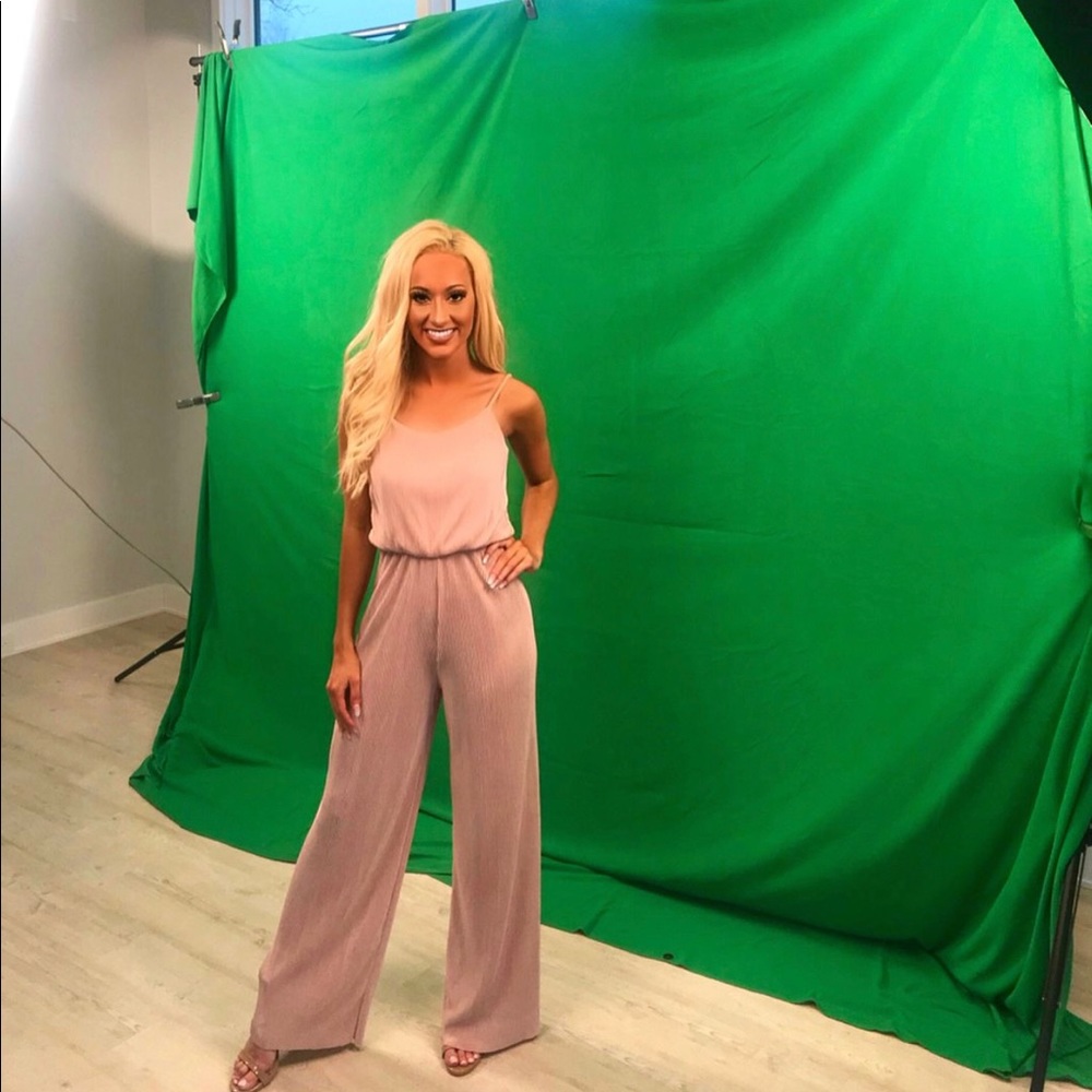 Pink Satin Jumpsuit